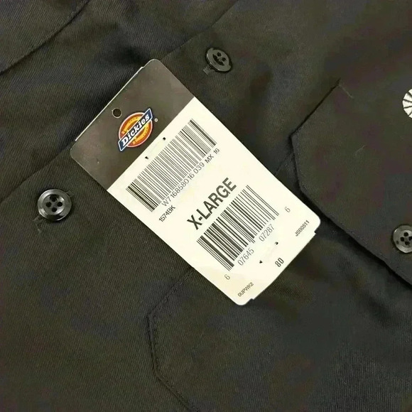 Men’s Dickies Black Short Sleeved Workwear Shirt White Logo size XL - Picture 3 of 7